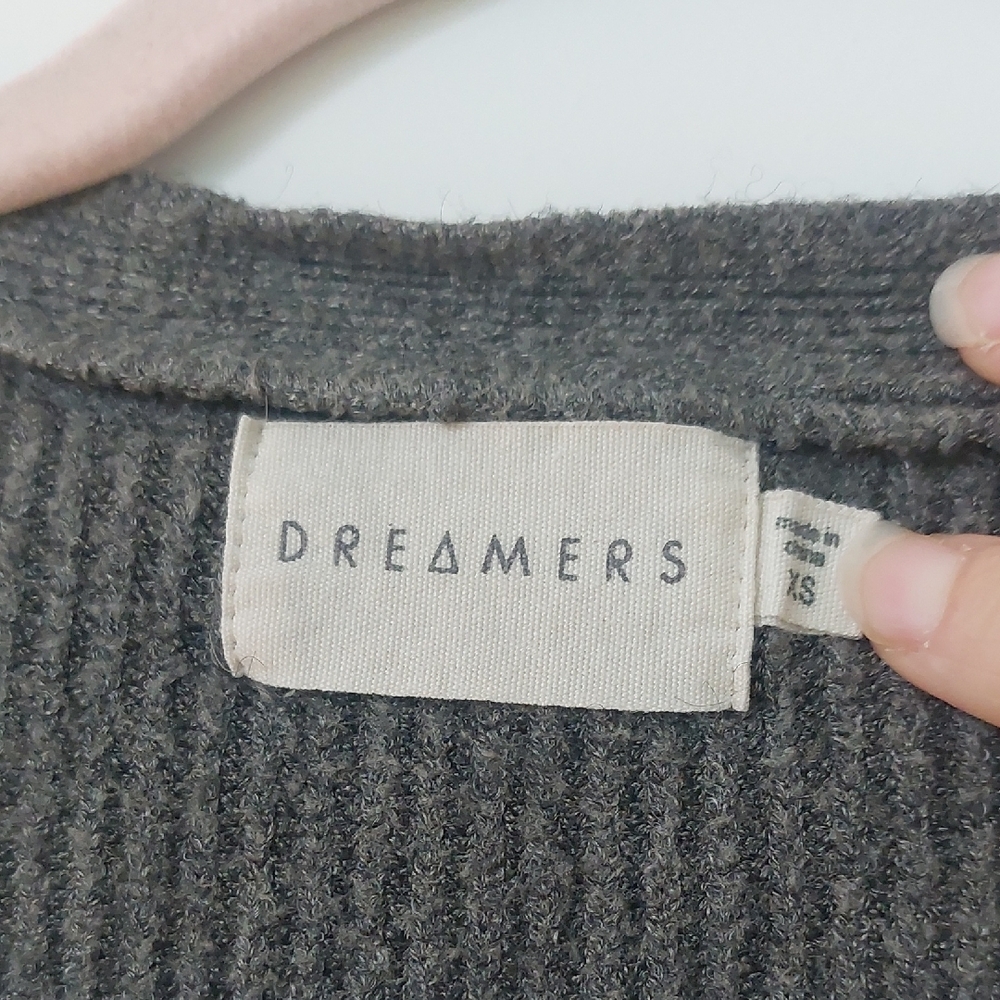 Dreamers Dark Gray Charcoal Knit Open Cardigan With Balloon Sleeves Size XS - Picture 3 of 5